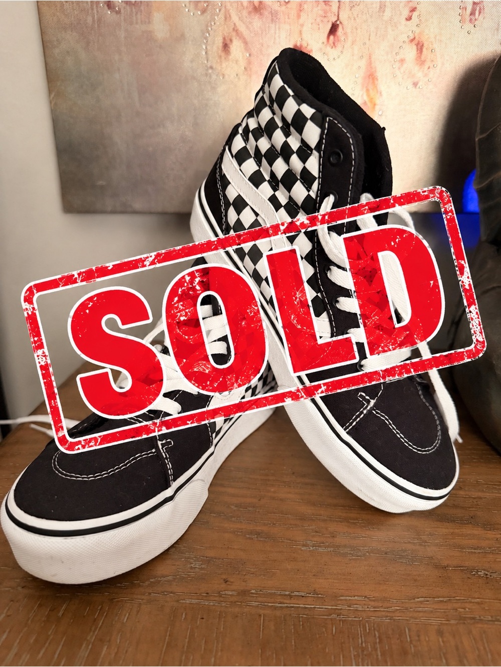 -SOLD-Vans Sk8-Hi Checkered High-Top Sneakers US 7 women’s /5.5 juniors